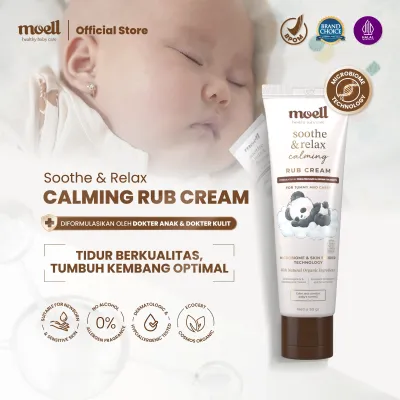 Moell Soothing & Calming Rub Cream 50gr - Red Ginger Lavender Oil Bisabolol - Meningkatkan Kualitas Tidur - Anti Kolik Kembung - Tumbuh Kembang Optimal - Calming Baby Cream