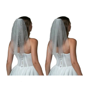 Bride Veil Pearls for Girls Balletcore Pearls for Pageant Prom Bridal Hair Accessories Stage Props White Veil for Bride