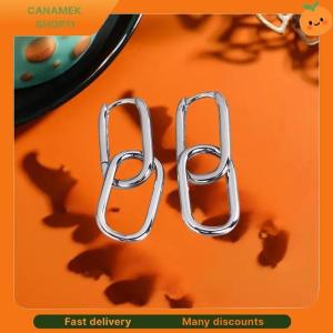 ❣️❣️❣️ Personalized Geometric Oval Earrings Cool Design Metal Style Ear Clips Simple And Versatile Earrings