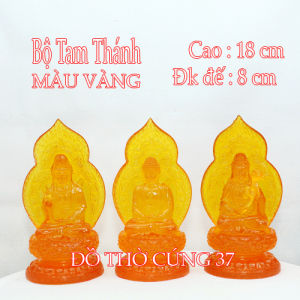 [ Cao 18 cm ] Bộ tượng Tây phương tam thánh lưu ly [ COMPOSITE ]