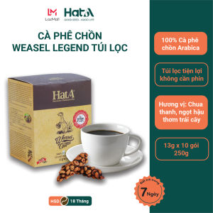 Cà Phê Chồn Túi Lọc Cao Cấp Hạt A Cafe Weaseal Legend Coffee Drip Nguyên Chất 100% Phin Giấy Tiện Lợi Tiết Kiệm Thời Gian - 130g/ 10 Gói