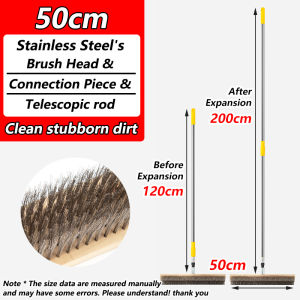 【Durable for 10 years】Stainless steel floor brush Telescopic 120-200cm Stainless Steel Wire Floor Scrub Brush with HandleStiff Bristle Brush for Garage Patio Garden Moss floor brush scrub