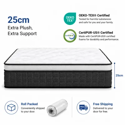 20/25CM Cooling Hybrid Mattress Latex Foam Washable Cold Knit Pocket Spring Queen Single Roll Up Free Shipping