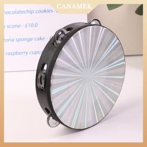 [CANAMEK] กลองมือขนาด6 8 10นิ้วทำจากไม้พร้อมด้วยเครื่องดนตรีกริ๊งสองแถวสำหรับการศึกษา