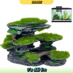 SHNGki Hồ cá xem núi đá hồ cá xem đá rêu hồ cá NƠI ẨN NÁU chìm nhựa hồ cá trang trí lớn