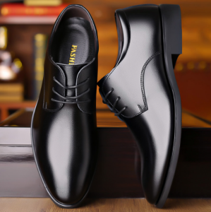 Brand GenGeGo COD (3 Days Delivery)Ready to Ship Mens Dress Shoes Kasut Kulit Lelaki Casual Leather Shoes Comfortable Breathable Soft Sole Shoes Lace-Up