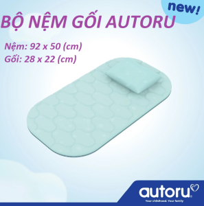 Bộ nệm gối Autoru cho bé 100% Cotton thiên nhiên  Polyester chống thấm kháng khuẩn Nệm: 92 x 50 cm Gối: 28 x 22 cm