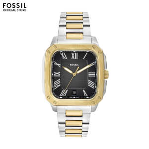 Fossil Male Crosby Analog Watch ( FS6123 ) - Quartz Two Tone Case Rectangle Dial 22 MM MULTICOLOR Stainless Steel Band