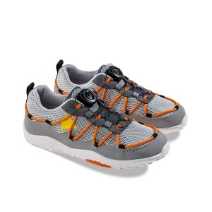 Barefoot Breathable Flexible Kids Shoes Grey Orange Accents