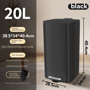 Manzan Step Pedal Trash Can 30L Rectangle Stainless steel Trash tin