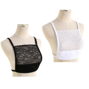 Spaghetti Straps Wrapped Chest Lace Mock Camisole Bra Overlay Modesty Cover Vest Cleavage Cover for Low Cut Clothing