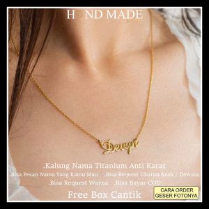 kalung nama titanium anti karat anak dewasa kalungnama aksesoris wanita necklace titanium aksesoris fashion
