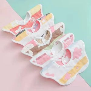 Cotton Soft Baby Print Bibs Solid Color Newborn Burp Cloths Boy Girls Feeding Saliva Bibs