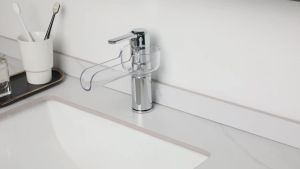 LDIES Bathroom Basin Faucet Waterfall Outlet Styles Single Handle Deck Mounted Black & Chrome Hot Cold Water Mixer Tap H1M6T