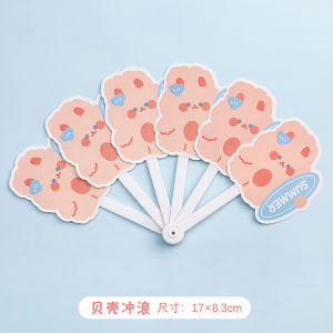 Cartoon Hand Fan 卡通六折扇 Kipas Tangan Lipat Kartun Kipas Mini Pelajar Gaya INS Cute Foldable Student Gift Plastic Handheld Fan