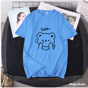 JOY Kaos Korea Style Wanita Remaja Lengan Pendek Motif Salt