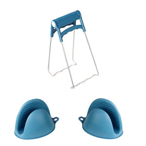 Stainless Steel Kitchen Anti Scalding Bowl Clips Gripper Tray Lifter Oven Gloves Non-Slip Pad 4 Pcs Set Cooking Tool