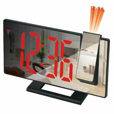 FOUNDTWO Hiển thị nhiệt độ Đồng hồ báo thức chiếu Đèn nền Hiển thị 12/24 giờ Đồng hồ báo thức LED Trang trí Bề phản chiếu Đồng hồ trần Phòng ngủ