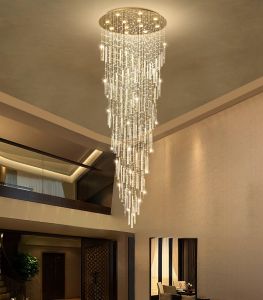 Phube Lighting Crystal Chandelier High Ceiling Chandeliers for Entryway Large Raindrop Chandeliers LED Dimmable Flush Mount Light Fixtures for Staircaes Foyer Hallway Living Room Bulbs Included