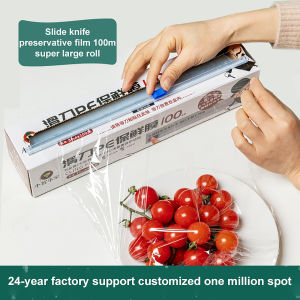 Household Pe Food Grade Cutting Cling Film Large Fruit And Vegetable Meal Cover Kitchen Disposable Sliding Cling Film