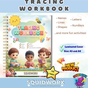 Personalized Tracing Workbook for Kids | Handwriting Practice | Preschool |140 pages Laminated Cover