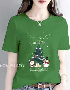 KAOS ATASAN MERY CHRISTMAS  SANTA POHON NATAL PREMIUM WANITA DTF BERKUALITAS