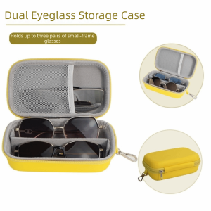 BLISSFUL 2 IN 1 EVA Glasses Case Large Capacity EVA Hard Shell Sunglasses Protective Case Portable Waterproof Eyeglass Storage Box for Women Men