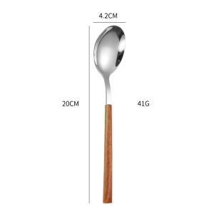Creative Stainless Steel Imitation Wood Handle Fork Spoon Western Tableware Dessert Spoon Cutlery