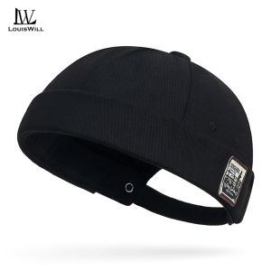 LouisWill หมวกหมวกผู้ชายใช้ได้ทั้งชายและหญิงหมวกถักทรง Beanie แตงโมปรับได้หมวกไร้ขอบฮิปฮอปหมวกเจ้าบ้านสำหรับผู้ชายแฟชั่นหมวกแตงโมหมวกเรโทรปักลายสำหรับฤดูใบไม้ผลิและฤดูร้อน