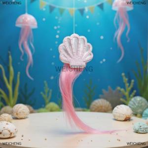 [COD] WEICHENG Girls Mermaid Wigs Hairpins Ponytail Kids Rainbow Shell Hair Clip Hair Extension Colorful Wig Twist Braider Hair Accessories