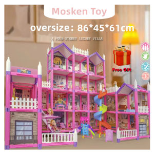 Dream Princess House Toys for kids girl Pretend Play Set Premium Luxury Large Doll House Model DIY Assemble Castle Villa rumah anak patung perempuan