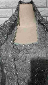 satu set kebaya akad nikah kebaya brukat kutubaru + longtorso + rok sidoluhur dan slendang mutiara