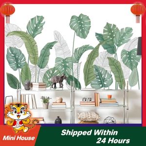 Green Plant Baseboard Wall Stickers Monstera Banana Leaf Wall Decals Waterproon PVC Wallpapers Removable Home Decor Sticker Nordic INS Style Wall Art Mural Design for Living Room Bedroom Background Decoration