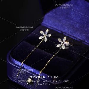 Gold Planted Flower Earring Earwire Contracted Sweet Sophisticated 小众设计感耳钉女时尚欧美花朵耳线耳环抖首饰