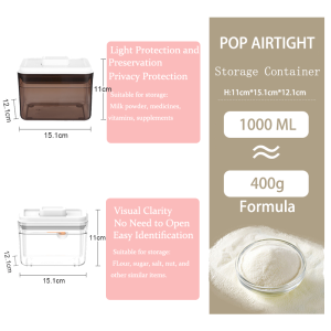 One-Push Formula Container Dispenser Airtight Milk Powder Container BPA-Free with Spoon Scraper Food Grade Material
