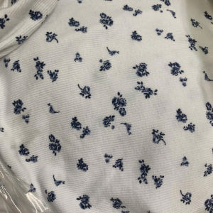 1 Mét Vải Thun Cotton Gân Borip 4 Chiều Nền Trắng Hoạ Tiết Hoa Nhí Xanh Đen Khổ 1m6 Hàng Công Ty