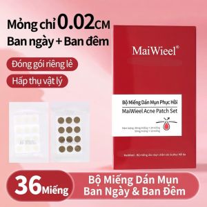 MaiWieel Miếng Dán Mụn Ban Ngày & Ban Đêm 36 Miếng Hỗ Trợ Giảm Mụn Nhanh Lành Sẹo Ngừa Thâm Vô Hình Siêu Mỏng Dùng Hàng Ngày