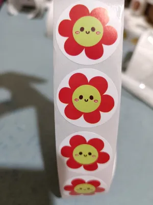 100 Pcs/ 500 Pcs - Stiker Deco Flower Smile Sunflower Stiker Reward Anak