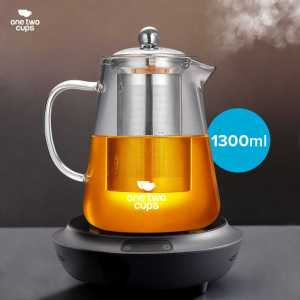 One Two Cups Teko Teh Kaca Teapot Glass Tahan Panas Api with Saringan - TP-760
