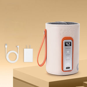 Hegen Portable Bottle Warmer for Travel Breastmilk or Baby Formula Fast Heating 5 Levels Constant Temperature 38-50° Adjustable Warmer Insulation Bag with LCD Display