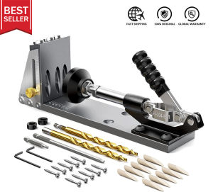 Mocha Pocket Hole Jig Kit Professional And Upgraded Metal Pocket Screw Jig With Removable Vacuum Adapter. (Metal)