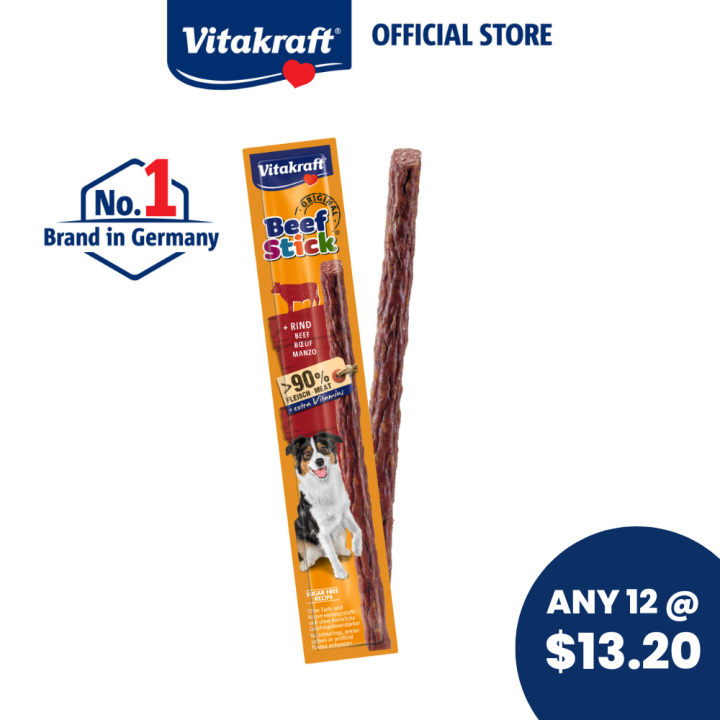 Vitakraft Beef Stick 12g (Dog Treats Snacks) - Beef/ Turkey/ Lamb/ Game Venison, Dog Stick