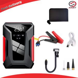 【Alloet】 Car Emergency Starting Power Supply 12V with LCD Display Jump Starter Battery Pack with Auto-Shutoff Tire Inflator for Cars Trucks SUV Gifts for Men