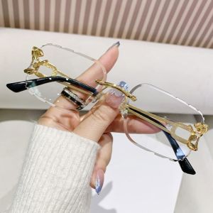 GENTLE MOSCOT Rimless Leopard Head Metal Sunglasses: High-Quality Irregular Hiphop Shades for Women