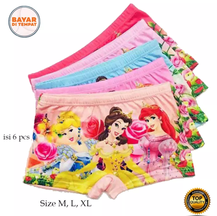 LJ - 6 Psc Celana Dalam Anak Perempuan CD Underware Highquality Boxer