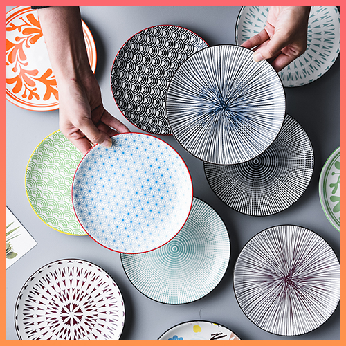 6 Inch Household Japanese Style Ceramic Shallow Dish Dessert Plate ...