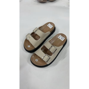 Dép Nữ 2 Quai Khóa Kim Loại Dép Da Mềm Đế Cao 3cm Chống Trơn Dép Thời Trang Basic Đi Học Đi Làm
