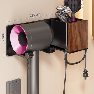 AE Walnut wood hair dryer and face towel integrated storage rack wall-mounted bathroom washbasin storage shelf