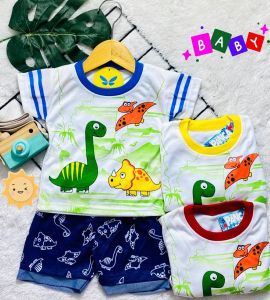 Setelan Baju bayi anak laki laki motif karakter DINOSAURUS usia baby 3 - 15 bulan / Max BB10 kg