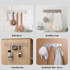 Vỉ 6 móc dán tường - Thanh dán tường siêu chắc loại dài 6 móc treo